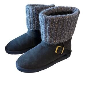 Lam Hurricane Blue Suede Winter Boots Faux Fur Lining Buckle Women's 8 Comfort